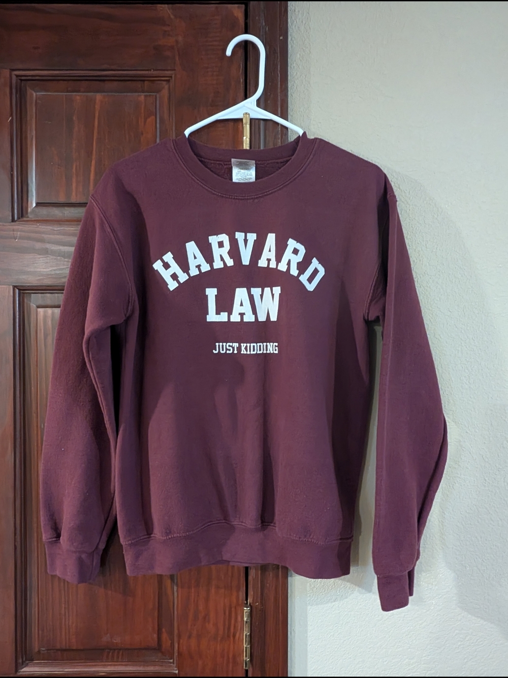 Gildan Maroon Crewneck Sweatshirt with White Lettering